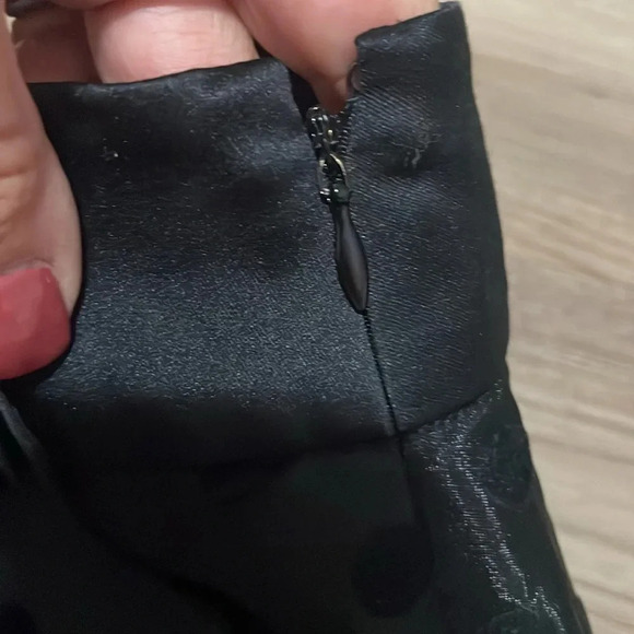 Elle A-line layered polka dot skirt Black Sheer overlay Bow Size 14 Flirty - Picture 5 of 12